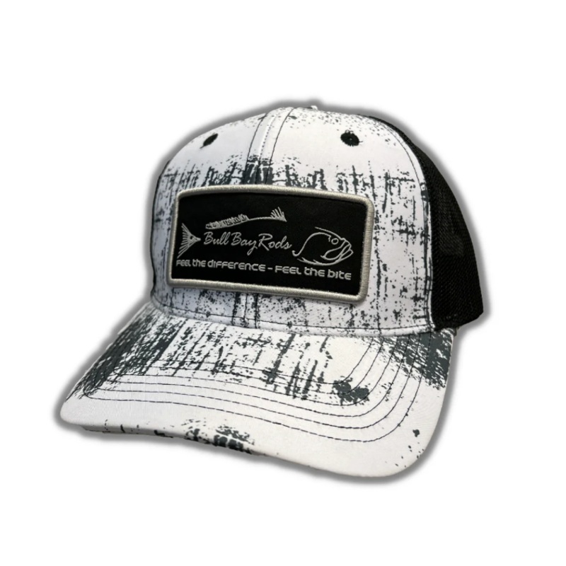 Bull Bay Rods Ripped Series BBR Logo Soft Mesh Trucker Hat Gray & White