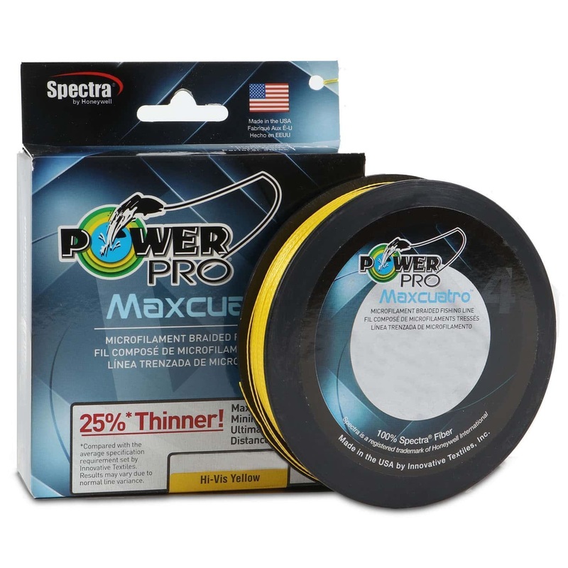 Power Pro Maxcuatro Braided Line (Moss Green/Hi Vis Yellow/White) Green 50lb – 3000yd