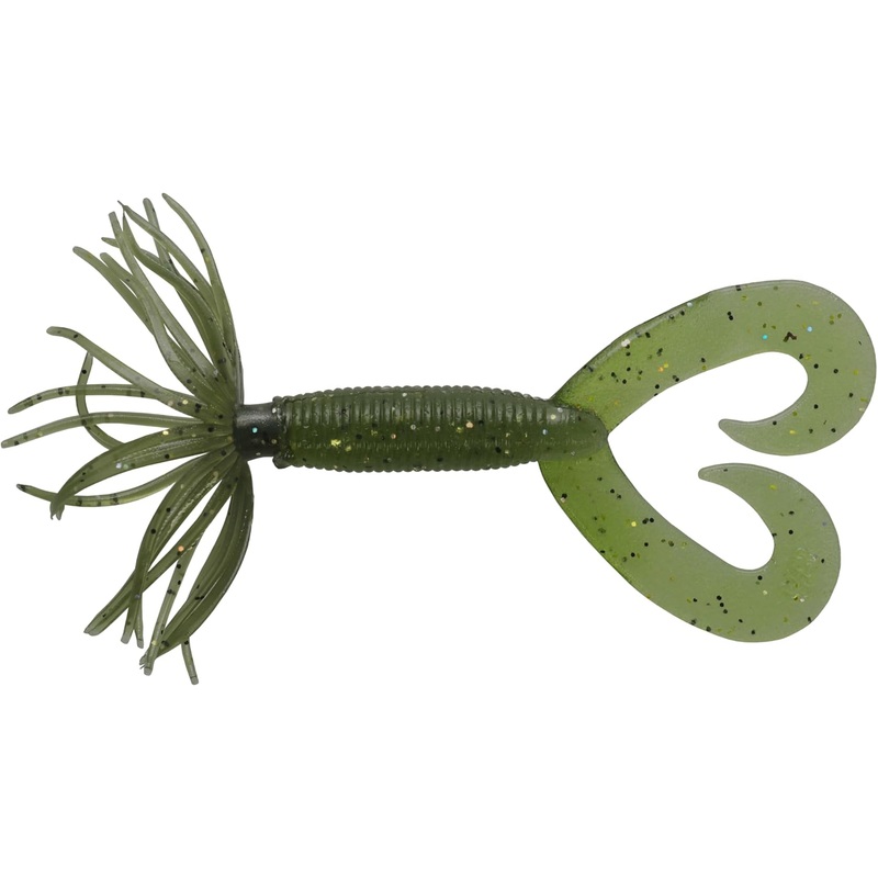Yamamoto 2.5″ Double Tail Hula Grub / Green Pumpkin w/Black Flake
