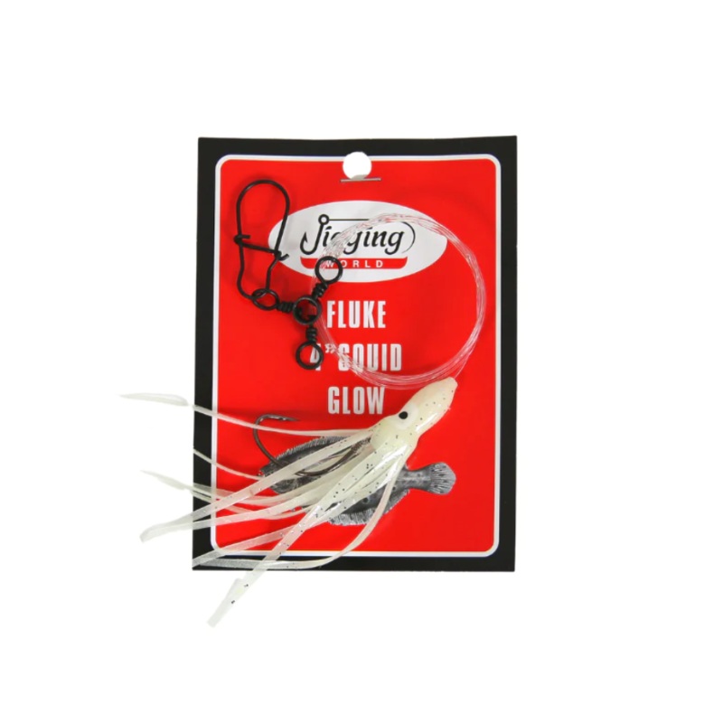 Jigging World Fluke Rig with 4″ Squid Glow