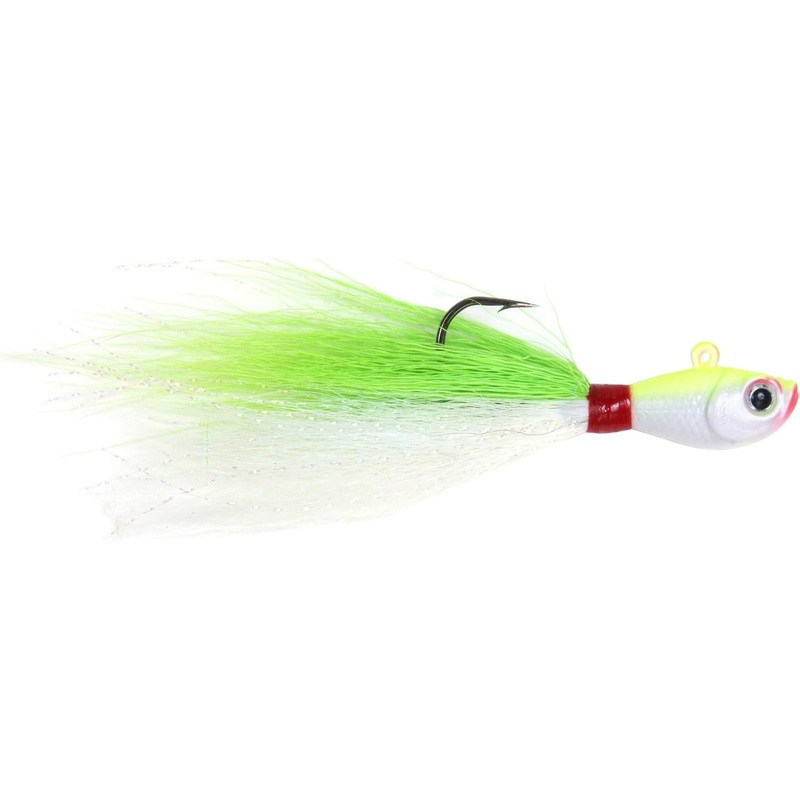 Sea Striker Bucktail Jig Holographic Eyes Chartreuse/White 4oz