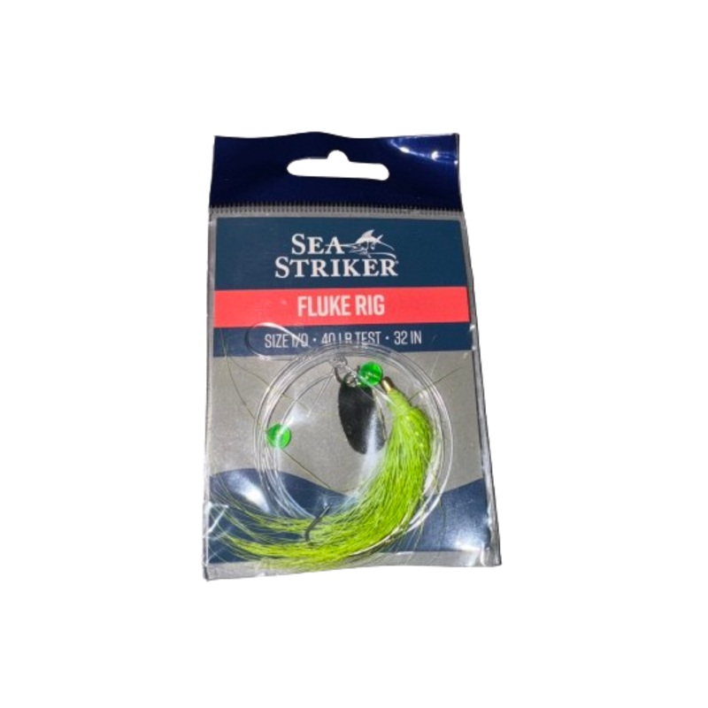 Sea Striker Fluke Rig Bucktail w/ Spin Blade (Assorted Colors/Sizes) Chartreuse 40lb – 1/0 Hook