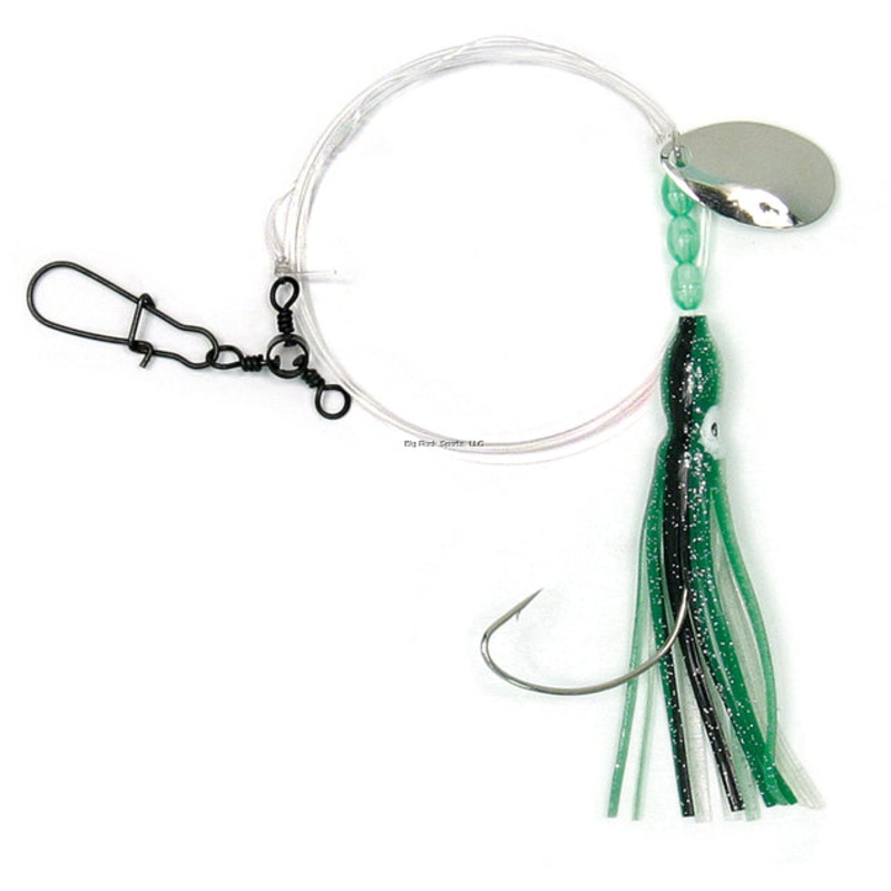 Sea Striker Squid Skirt Fluke/Flounder Rig with Spinner Green/Black Stripe