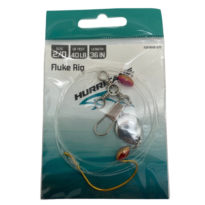 Hurricane Fluke Rig Wide Gap Spinner 3-Way Swivel, Size 2/0, 36″, 40lb Test