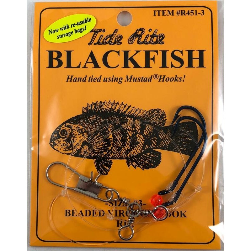 Tide Rite Hand Tied Beaded Virginia Hook Blackfish Rigs, Mustad Long Shank Hooks 3