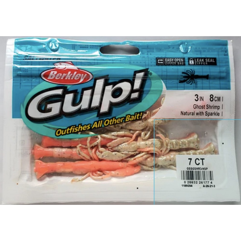 Berkley Gulp Ghost Shrimp, 3″ Chartreuse Belly Shrimp