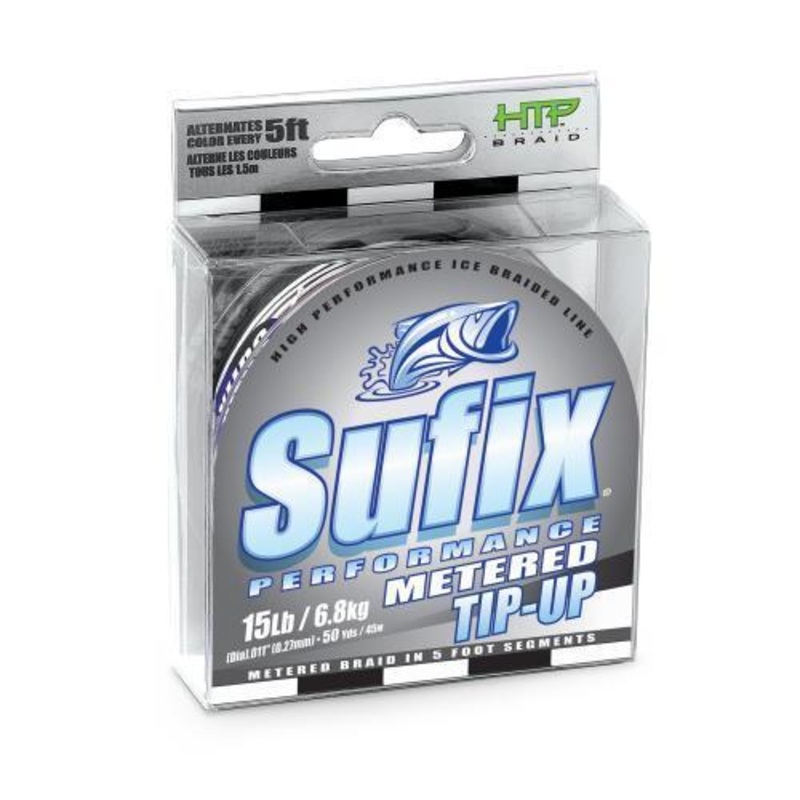 Sufix Performance Tip Up Braided Line 50yd Spools Black and Metered Metered 15lb