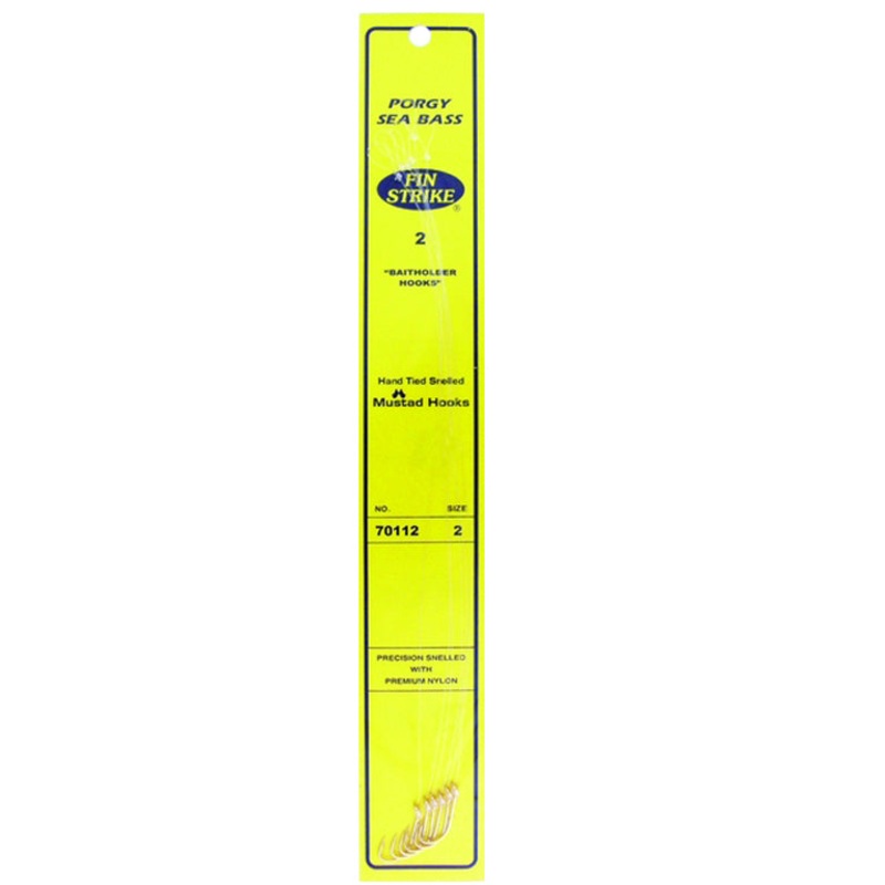 Fin Strike Porgy-Sea Bass Snelled Hook, Baitholder, Gold, 6 per Pack 2