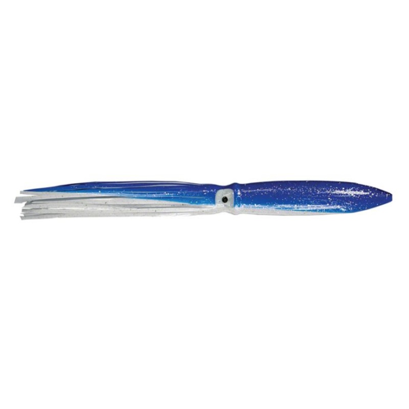 Sea Striker Bulbhead Squid Skirt, 9″, Blue/White, 10/Pack