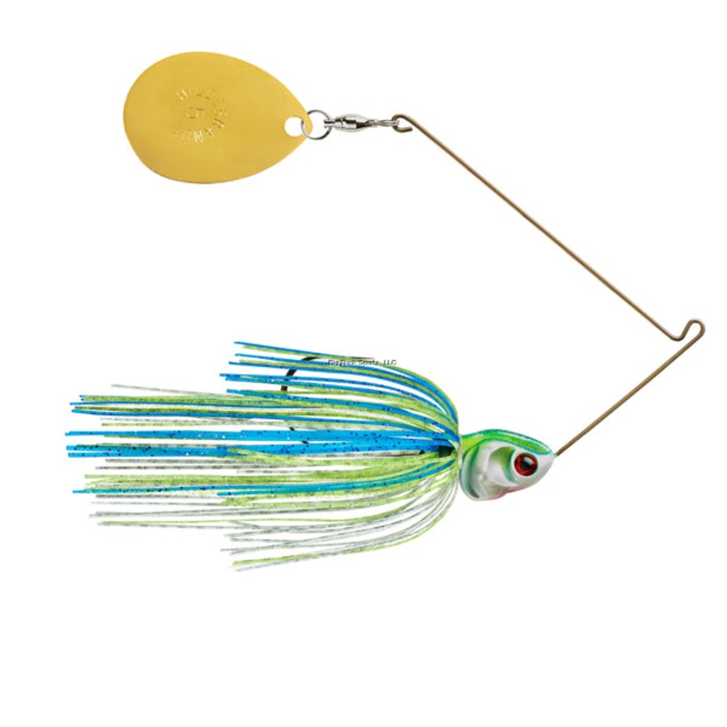 Booyah Covert Spinnerbait, 5″, 1/2oz, White/Chartreuse/Blue