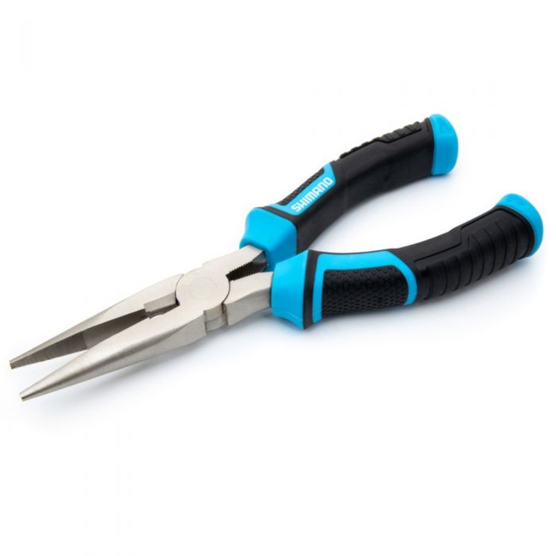 Shimano Brutas, 6″, Needle Nose Pliers, Blk/Cyan Handles, High Carbon Steel