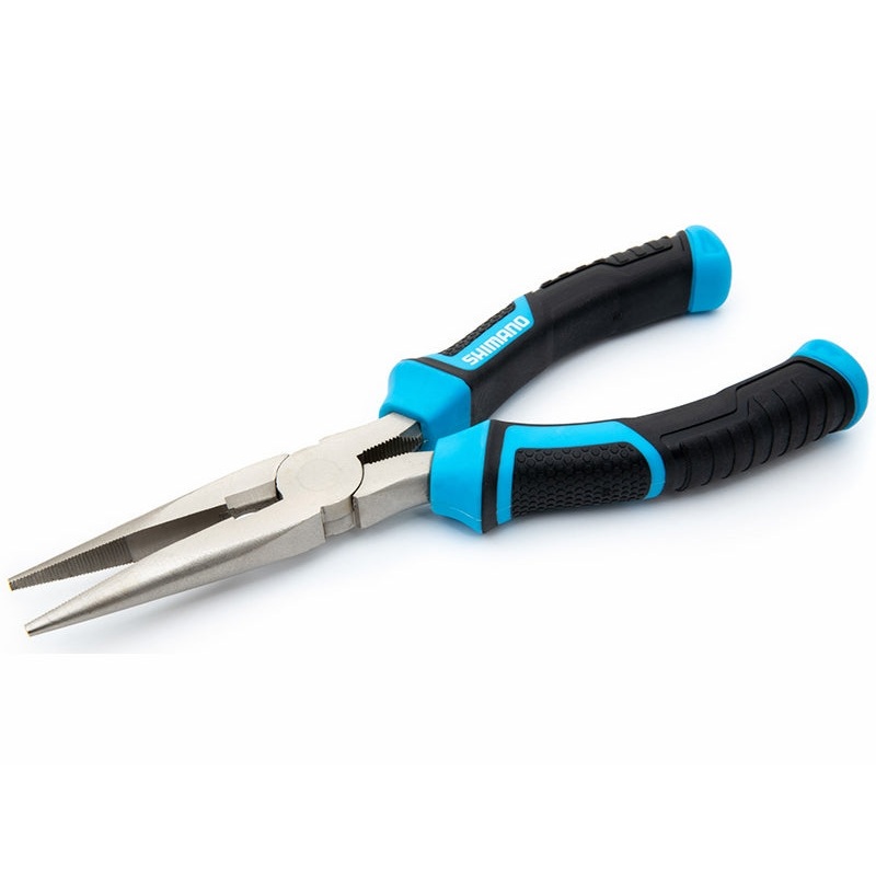 Shimano Brutas, 8″, Needle Nose Pliers, Blk/Cyan Handles, High Carbon Steel