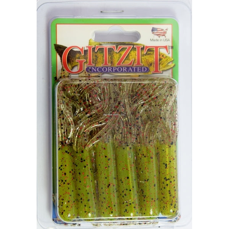 Gitzit The Original Fat Tubes 3 1/2″ Olive Smoke & Red Sparkle