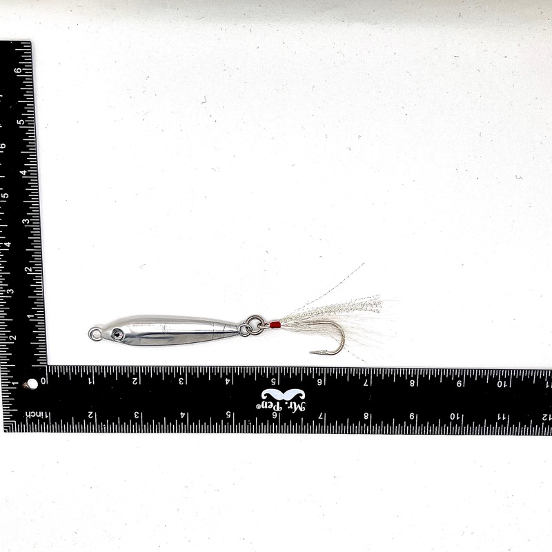 Run Off Lures Anchovy Bucktail Jig (2oz-4oz, Chrome) 2oz