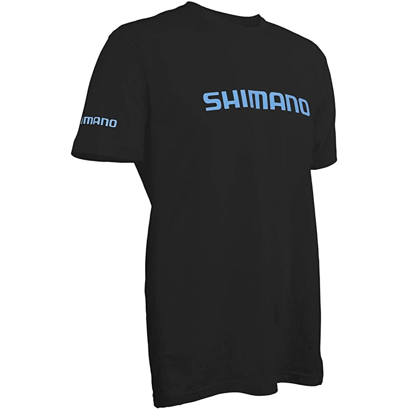 Shimano Short Sleeve Ring Spun Cotton Fishing T Shirt Black Medium