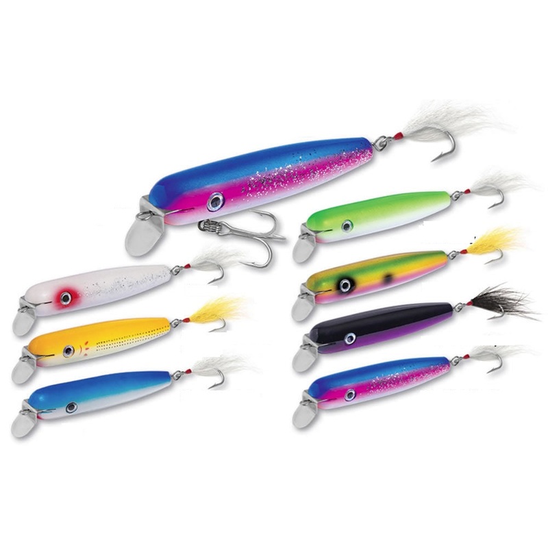 Tsunami Timber Wood Metal Lip Round Nose Swimmer Lure Blue/White/Pink 6″