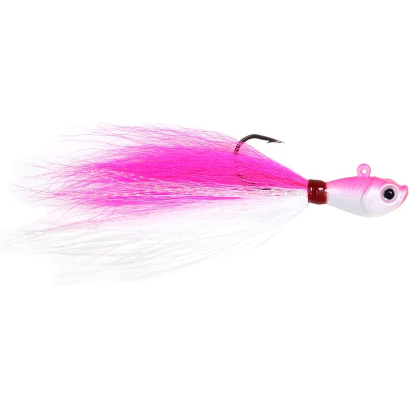 Sea Striker Bucktail Jig, Holographic Eyes, Black Nickel, 8oz, Chartreuse 3oz