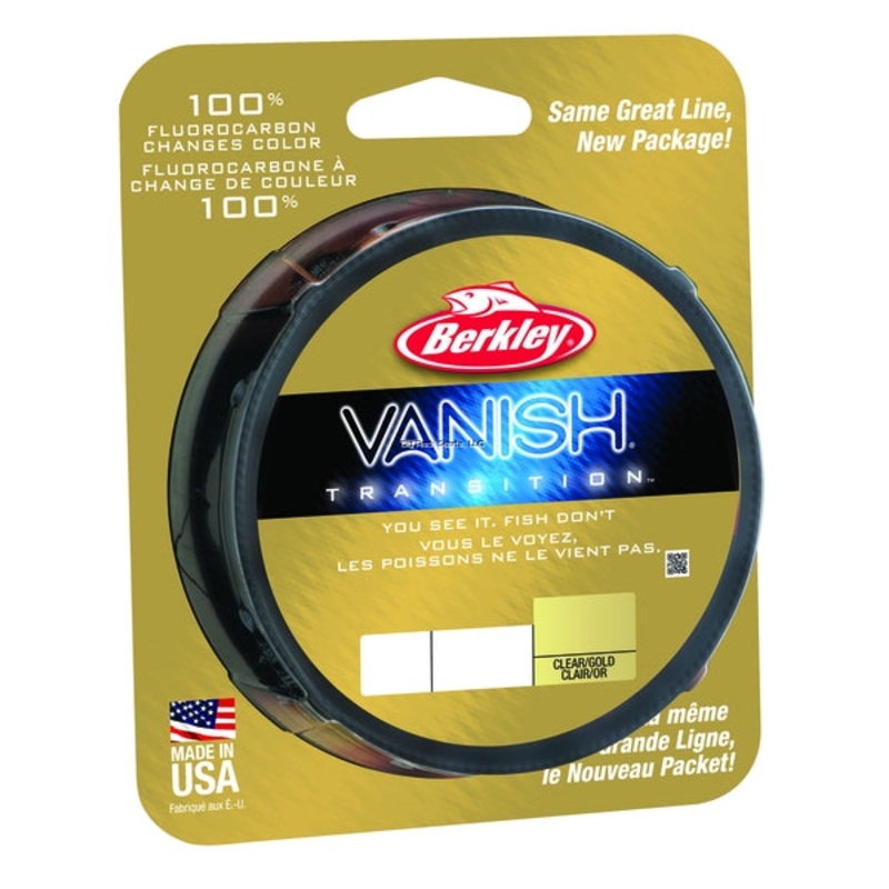 Berkley Vanish Transition Fluorocarbon Line Filler Spool, Clear Gold/Crimson Red Clear Gold 6lb