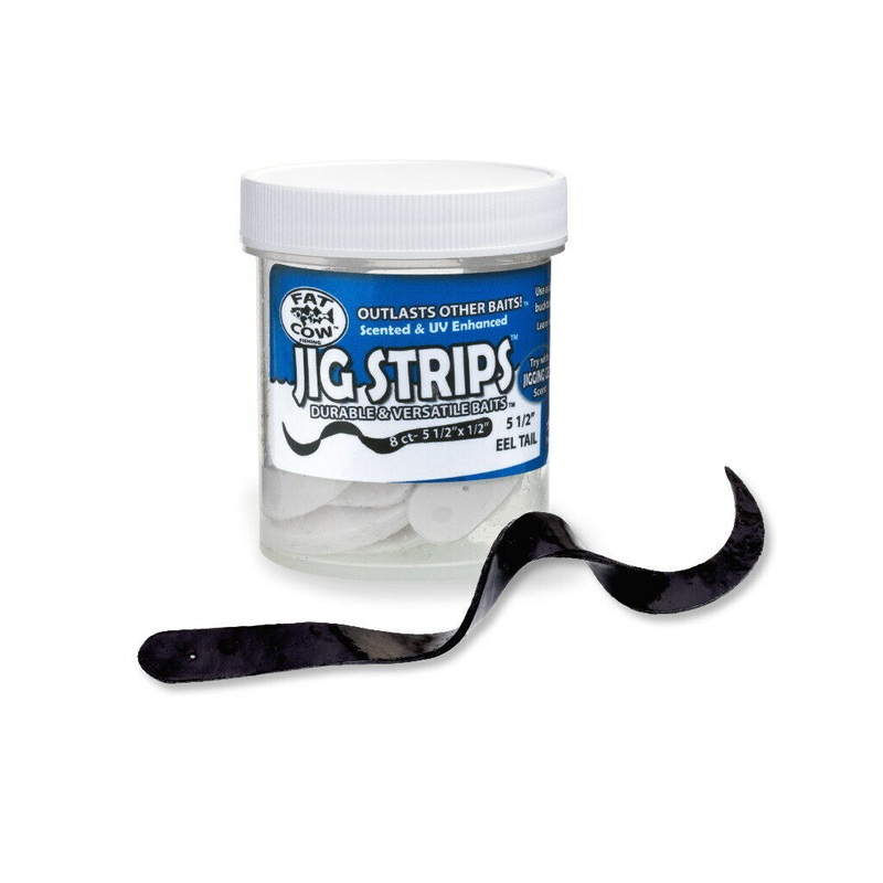 Fat Cow Jig Strips Eel Tail 5 1/2″ X 1/2″ Scented (8ct) Black
