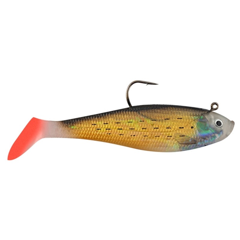 Hurricane Swim Shad 4″ Gold Mullet/Red Tail