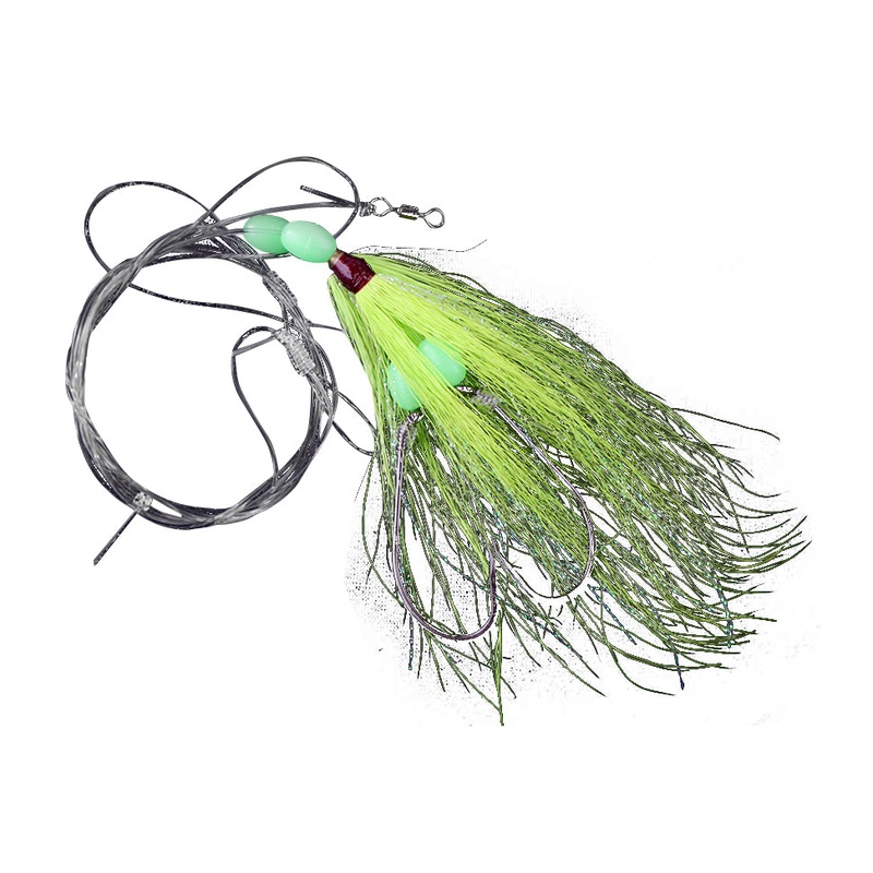 Jigging World Hi-Lo Bucktail Rigs Chartreuse 4/0