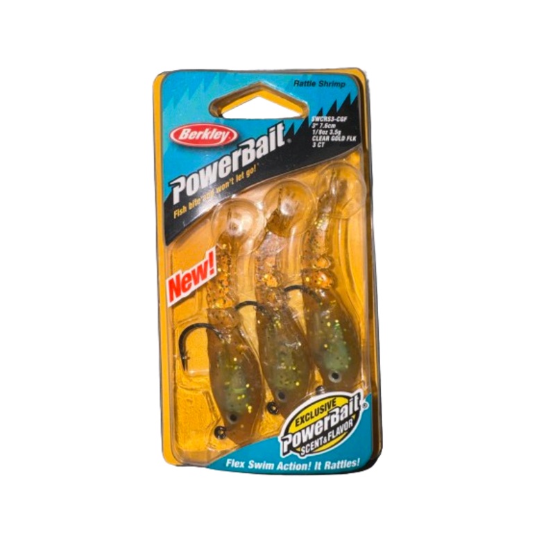 Berkley PowerBait Saltwater Rattle Shrimp CGF – Clear Gold Flake