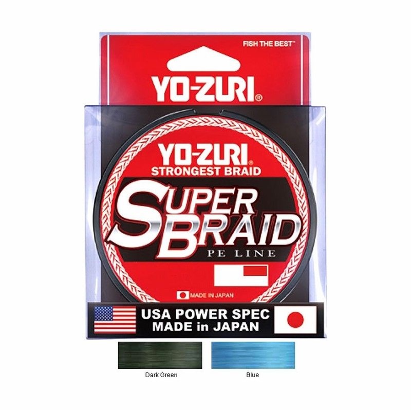 Yo-Zuri SuperBraid Braided PE Line [10-80lb, 150-300yd, 3-Colors] Blue 300yd 65lb