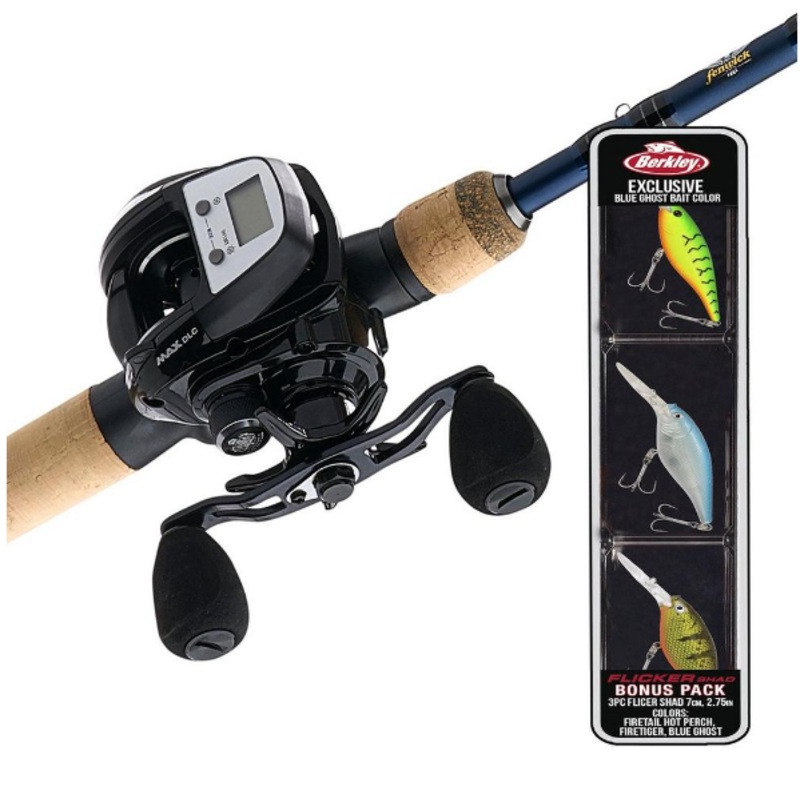 Abu Garcia MAXLPDLC/EAG70M-FC ABU Max Digital Line Counter LP Reel 20 sz on 7′ Med Fenwick Eagle Fast Tapper Rod w/ Bonus 3 Flicker Baits