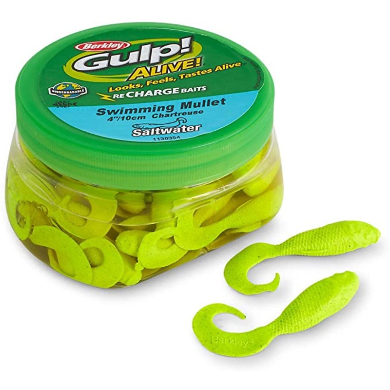 Berkley Gulp Alive Saltwater Swimming Mullet (3″-6″, Pint, Asst. Colors) Chartreuse 4″ – Pint