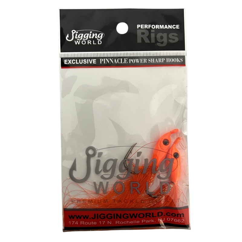Jigging World Fluke Candy Teasers with Bucktail (2pk, Assorted Colors) Salmon Red