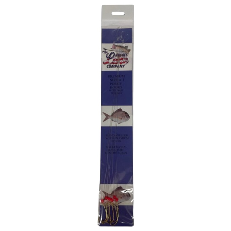 Run Off Lures Premium Porgy Hooks w/ Bait Holder, Size 1 Hook Size 2