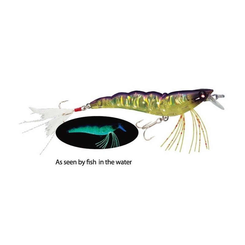 Yo-Zuri Crystal 3D Sinking Shrimp HCPU – Chartreuse Purple 3-1/2″