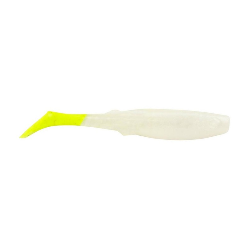 Berkley Gulp Saltwater Paddleshad, 3″, 5pk, Pearl White/Chartreuse