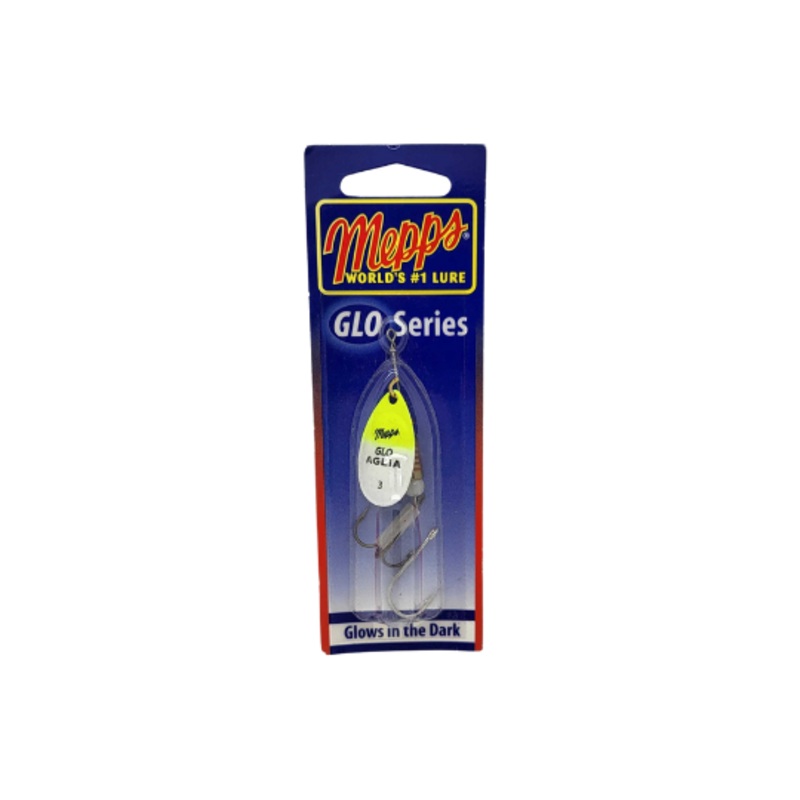Mepps GLO Aglia In-Line Spinner, 1/4oz, Plain Treble Hook, GLO Chartreuse
