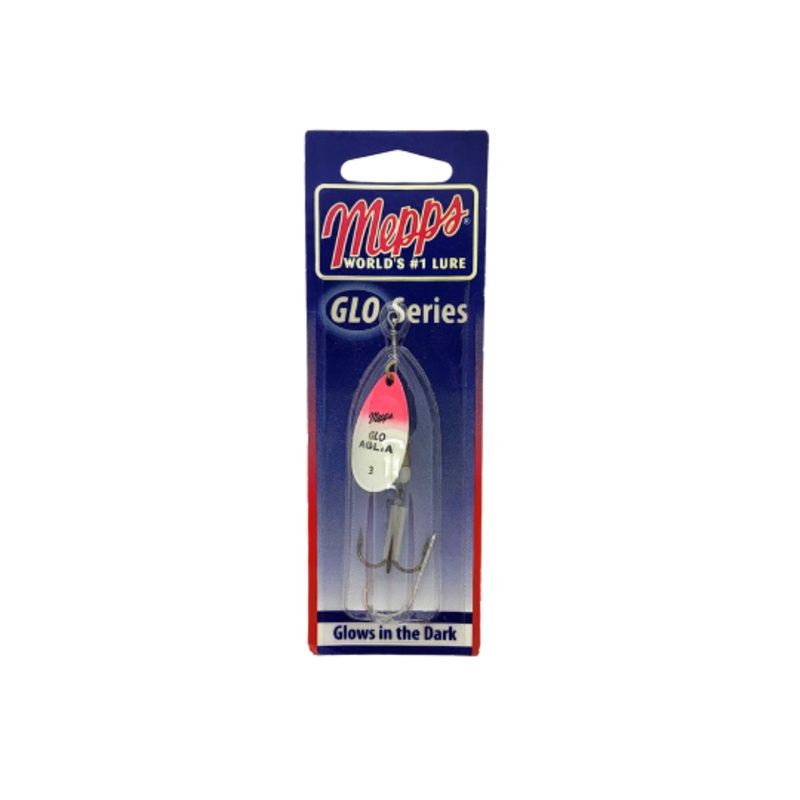 Mepps GLO Aglia In-Line Spinner, 1/4oz, Plain Treble Hook, GLO Pink