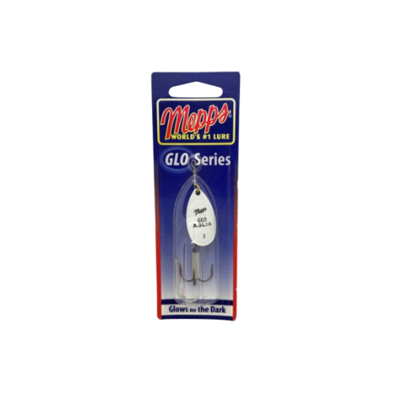 Mepps GLO Aglia In-Line Spinner, 1/4oz, Plain Treble Hook, GLO White