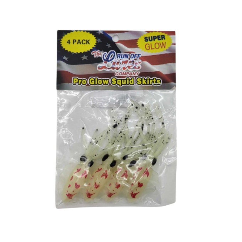 Run Off Lures Pro Glow Squid Skirts White Small