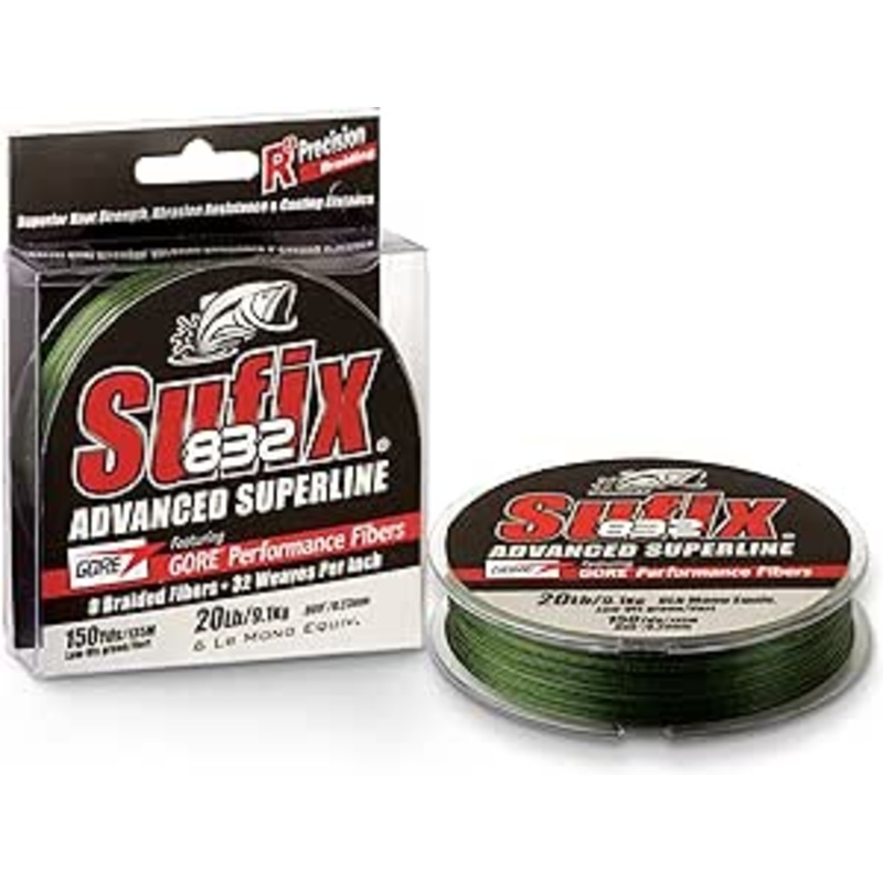 Sufix 832 Advanced Braid Braided Line (Assorted Sizes, 150yd, Lo-Vis Green) 10lb – 150yd