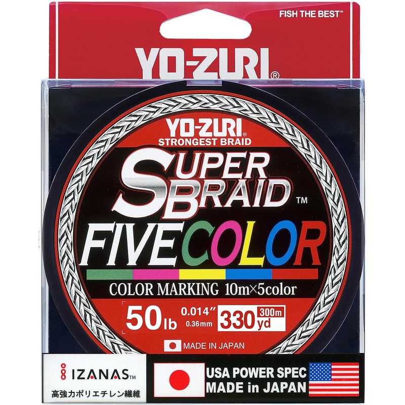 Yo-Zuri SuperBraid Braided Line, 330yd, Five Color 40lb