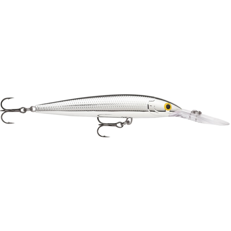 Rapala Deep Husky Jerk 10, Suspending, Deep-Diving, 4″, 3/8oz, Pure Chrome
