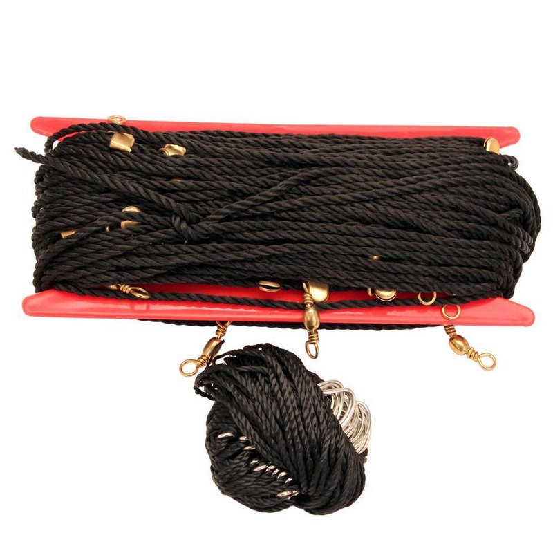 Eagle Claw Trotline 120′ Fishing Line with 25 Size 3/0 Hooks Black
