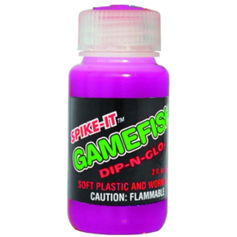 Spike-It Dip-N-Glo Soft Plastic Lure Dye (Assorted Scents and Colors) Gamefish Hot Pink 2oz
