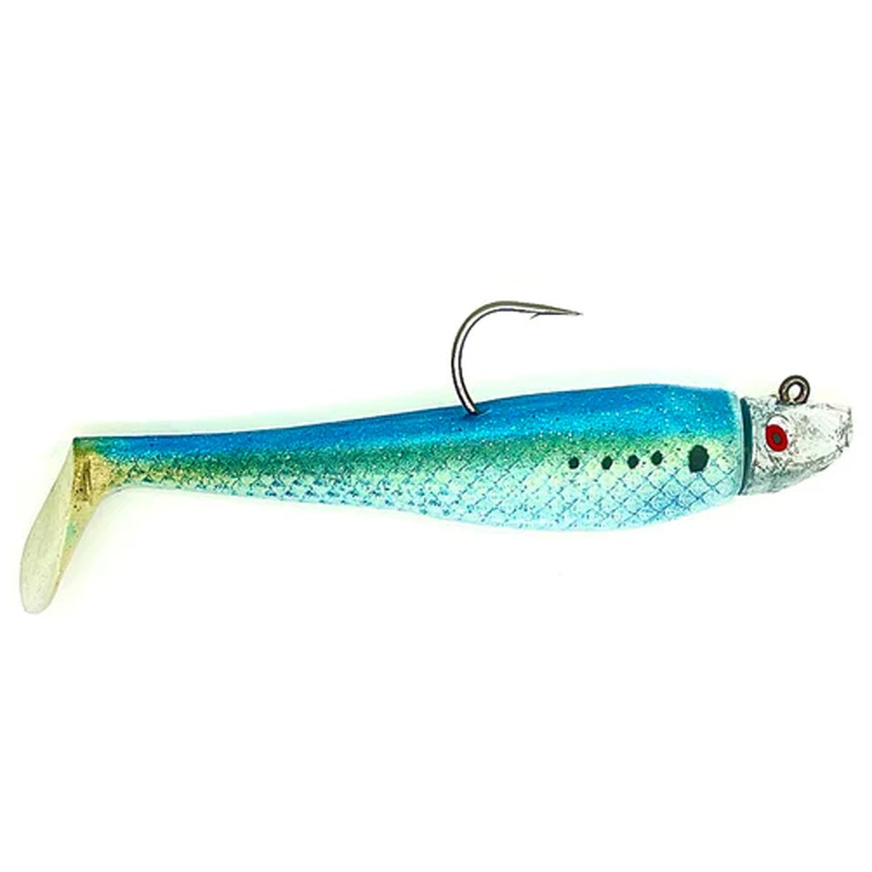 Al Gag’s Lures Whip-It Fish Rigged, (1 Head/2 Tails), Bunker 3/8oz