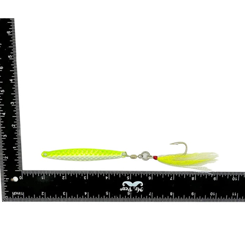 Run Off Lures Hammer Diamond Jig W/ Matching Bucktail Green/White 1oz
