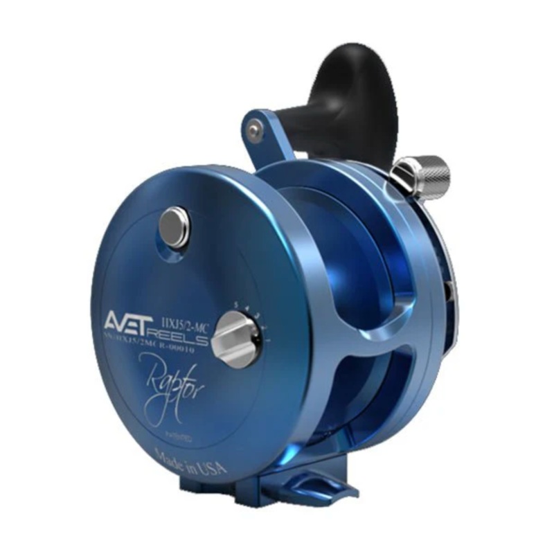 Avet HXJ 5/2 MC Plus Raptor Two-Speed Lever Drag Casting Reel, Blue