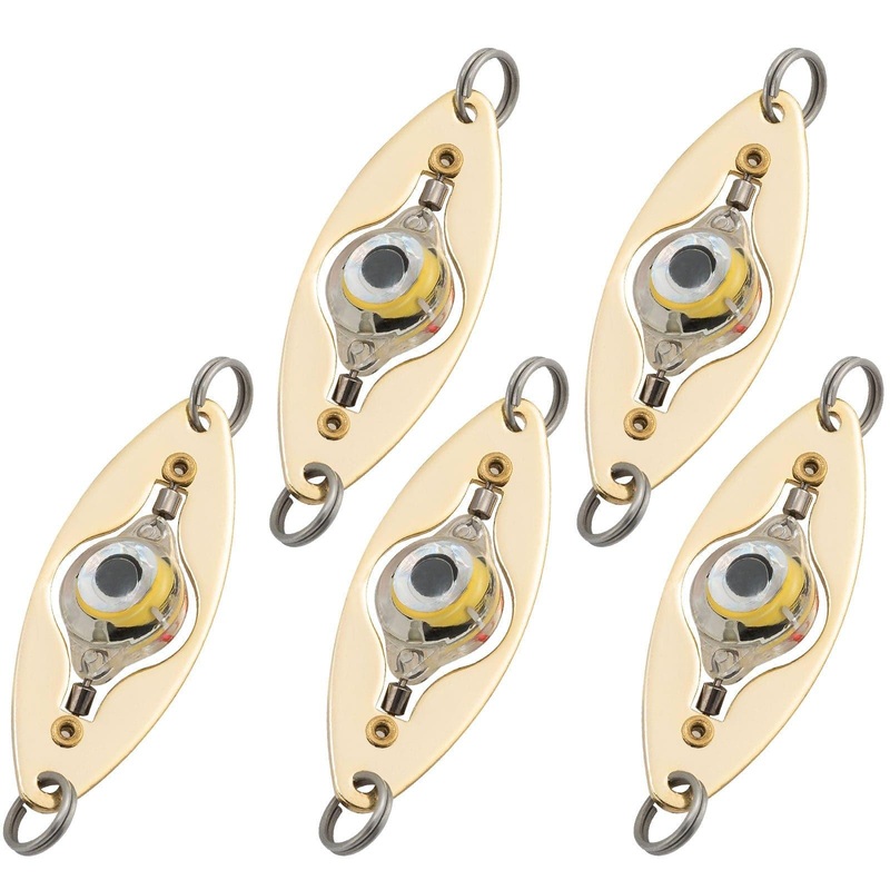Dr.Fish 5pcs Rotatable Round Eye LED Lures Flash Red Green White