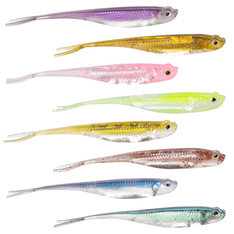 Dr.Fish Fluke Tail Soft Swimbaits 2.9”-4.7” Blue 2.9”/75mm (6 pack)