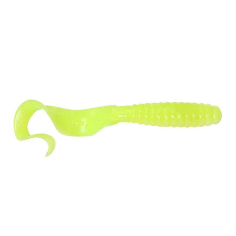 GOT-CHA Curltail Grub, 4″ Opaque Chartreuse, 20/Pack