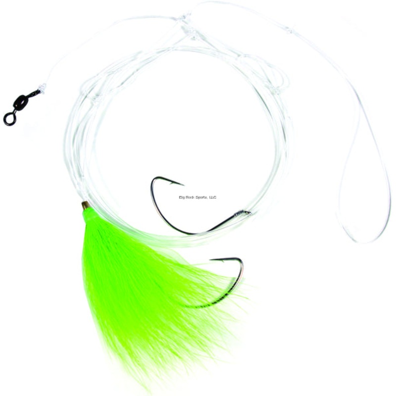 Sea Striker Fluke Hi-Lo Rig, 2-2/0 Wide Gap Hooks Chartreuse