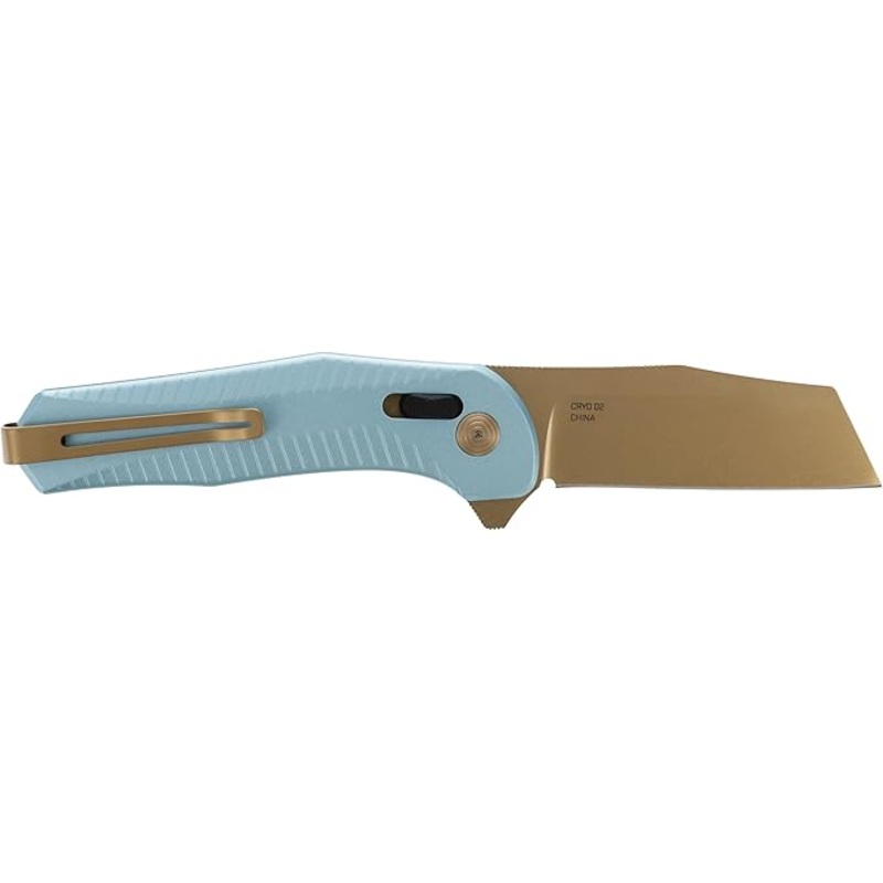 SOG Diverge XR Folding Knife, 3″ Sheepfoot Blade, Light Blue & Gold